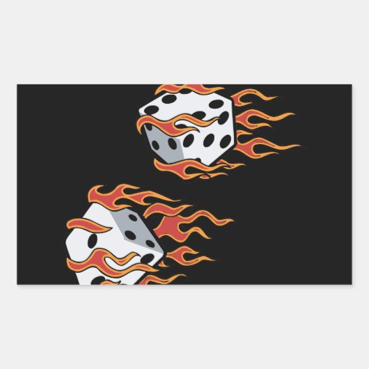 Flaming Dice Rechthoekige Sticker (Voorkant)