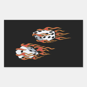 Flaming Dice Rechthoekige Sticker