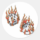 Flaming Dice Ronde Sticker (Voorkant)