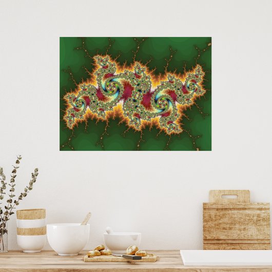 Flaming Dragon (Afdrukken) Poster (Keuken)