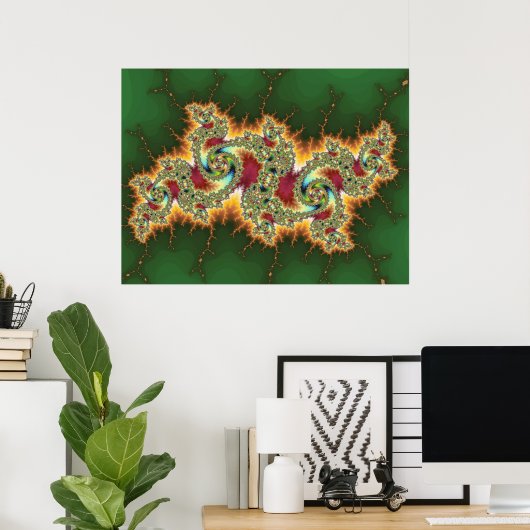 Flaming Dragon (Afdrukken) Poster (Thuiskantoor)