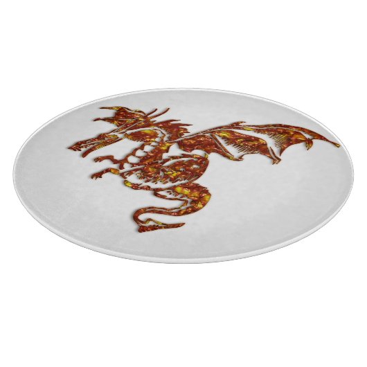 Flaming Dragon Glass Snijplank (Hoek)