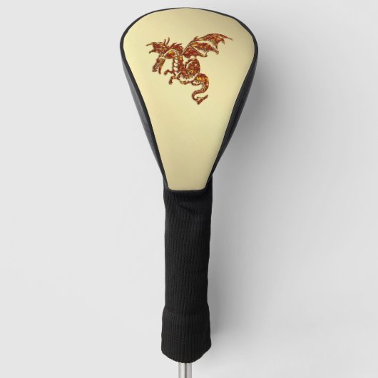Flaming Dragon Gold Golfheadcover (Voorkant)
