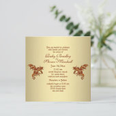 Flaming Dragon Golden Fantasy Wedding Theme Kaart (Staand voorkant)