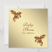 Flaming Dragon Golden Fantasy Wedding Theme Kaart (Achterkant)