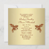 Flaming Dragon Golden Fantasy Wedding Theme Kaart (Voorkant)