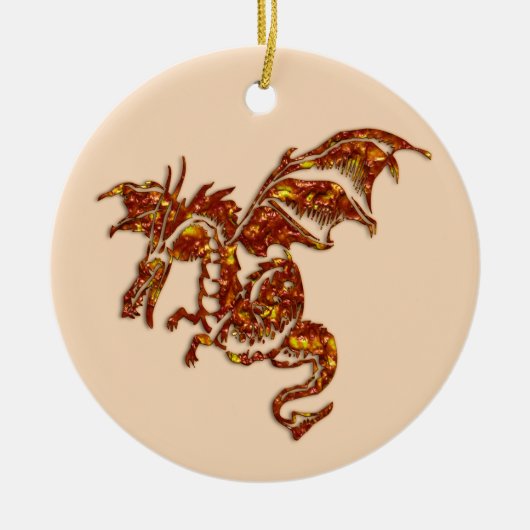 Flaming Dragon Keramisch Ornament (Voorkant)