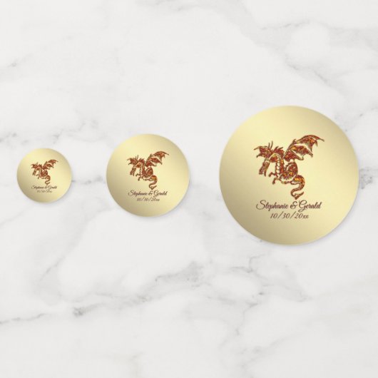 Flaming Dragon op Gold Personal Confetti (Voorkanten)