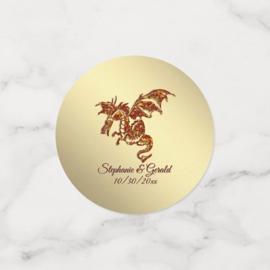 Flaming Dragon op Gold Personal Confetti (Kleine voorkant)