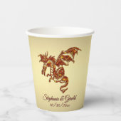 Flaming Dragon op Gold Personal Papieren Bekers (Voorkant)