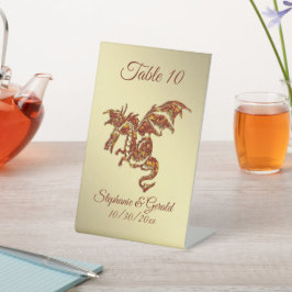 Flaming Dragon op Gold Personal Reclamebord Met Voetstuk