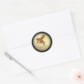 Flaming Dragon op Gold Personal Ronde Sticker (Envelop)