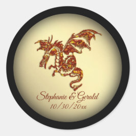 Flaming Dragon op Gold Personal Ronde Sticker