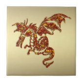 Flaming Dragon op Gold Tegeltje (Voorkant)