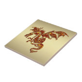 Flaming Dragon op Gold Tegeltje (Zijkant)