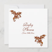 Flaming Dragon White Fantasy Wedding Theme Kaart (Achterkant)