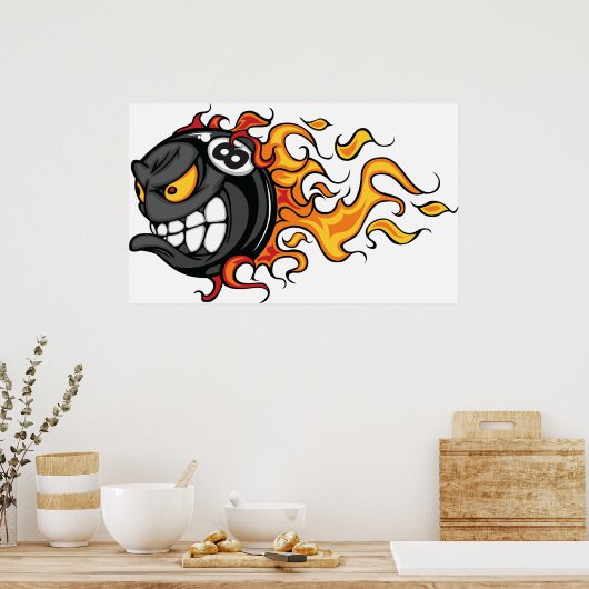Flaming Eight Ball Poster (Keuken)