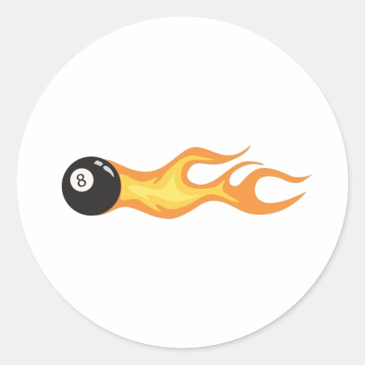 Flaming Eight Ball Ronde Sticker (Voorkant)