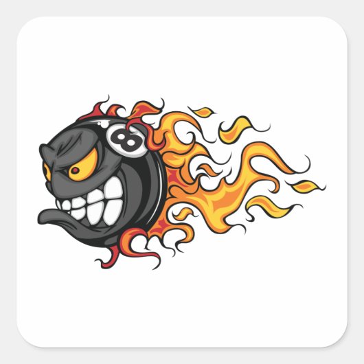 Flaming Eight Ball Vierkante Sticker (Voorkant)