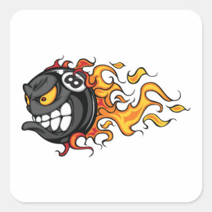 Flaming Eight Ball Vierkante Sticker