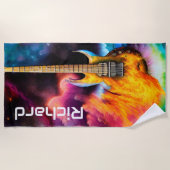 Flaming Electric Guitar Strandlaken (Voorkant)