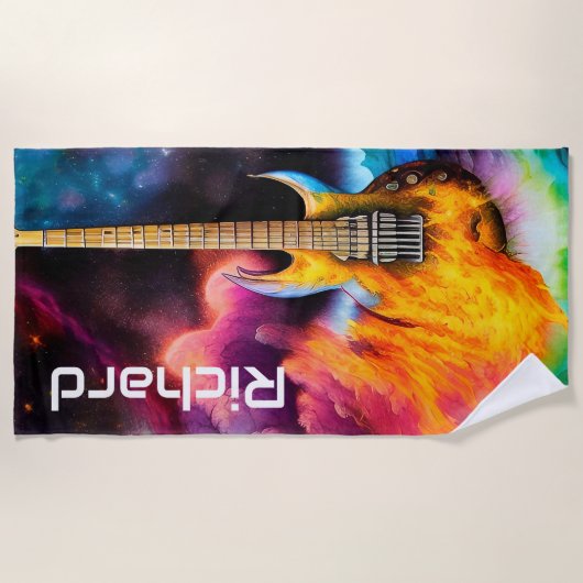 Flaming Electric Guitar Strandlaken (Voorkant)