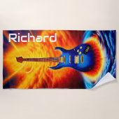 Flaming Electric Guitar Strandlaken (Voorkant)