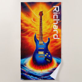 Flaming Electric Guitar Strandlaken