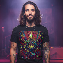 Flaming Eye Visioenkunst Psychedelische T-Shirt