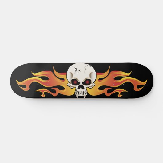 Flaming Fanged Skull Schaats Skateboard (Horizontaal)
