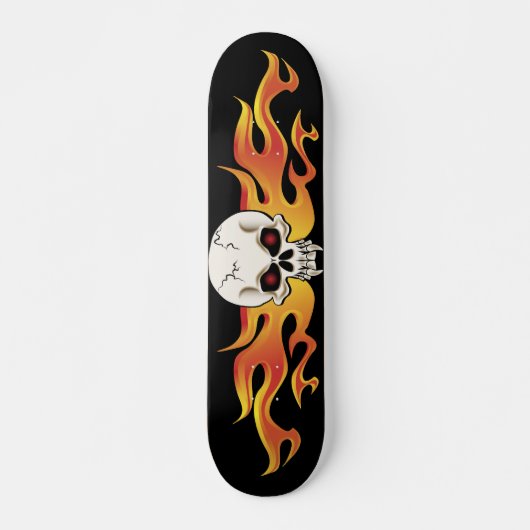 Flaming Fanged Skull Schaats Skateboard (Voorkant)