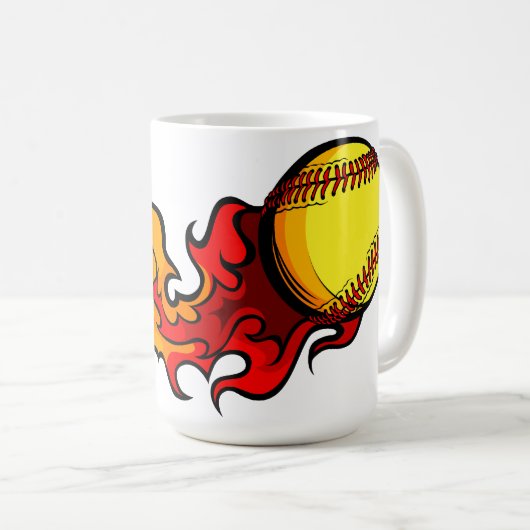 Flaming Fastpitch Softball Coffee Mok (Voorkant rechts)