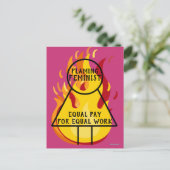 Flaming Feminist Equal Pay Equal Work 15 Briefkaart (Staand voorkant)