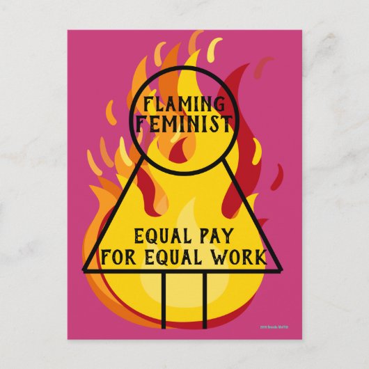 Flaming Feminist Equal Pay Equal Work 15 Briefkaart (Voorkant)