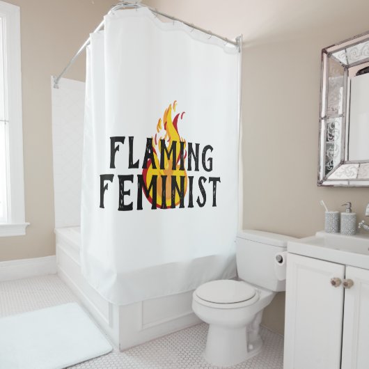 Flaming Feminist RBG Feminisme Flames 20 Douchegordijn (In situ)