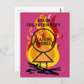 Flaming feminist Smash the Patriarchy 15 Briefkaart (Voorkant / Achterkant)