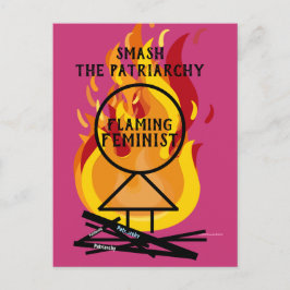 Flaming feminist Smash the Patriarchy 15 Briefkaart