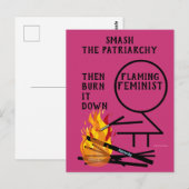 Flaming feminist Smash the Patriarchy 9 Briefkaart (Voorkant / Achterkant)