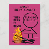 Flaming feminist Smash the Patriarchy 9 Briefkaart (Voorkant)