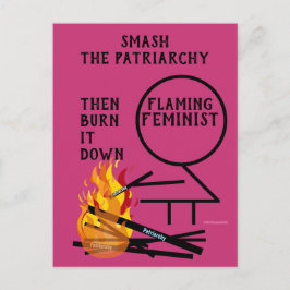 Flaming feminist Smash the Patriarchy 9 Briefkaart