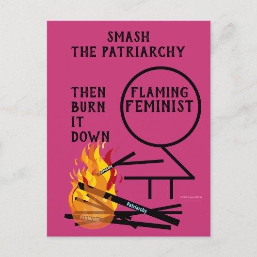 Flaming feminist Smash the Patriarchy 9 Briefkaart (Voorkant)