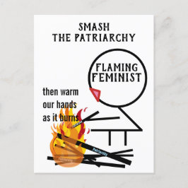 Flaming feminist Smash the Patriarchy 9 Briefkaart