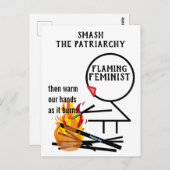 Flaming feminist Smash the Patriarchy 9 Briefkaart (Voorkant / Achterkant)