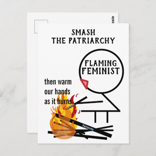 Flaming feminist Smash the Patriarchy 9 Briefkaart (Voorkant / Achterkant)