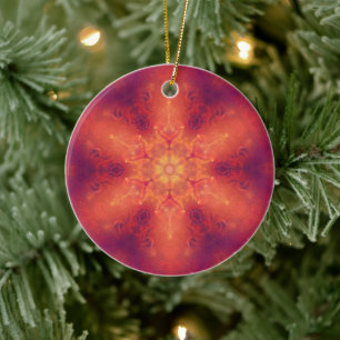 Flaming Fiery Phoenix Burning Snowflake Keramisch Ornament