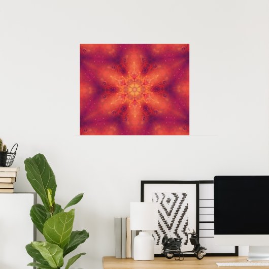 Flaming Fiery Phoenix Burning Snowflake Poster (Thuiskantoor)