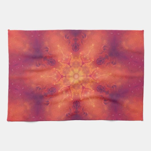 Flaming Fiery Phoenix Burning Snowflake Theedoek (Horizontaal)