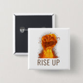 Flaming Fist Rise Up Vierkante Button 5,1 Cm (Voorkant /achterkant)