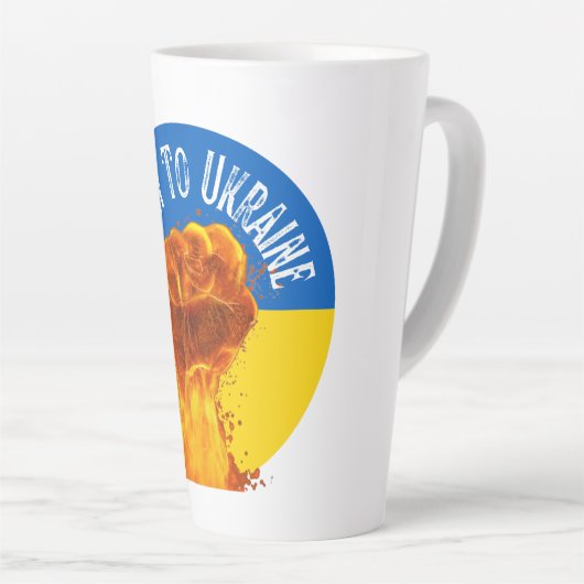 Flaming Fist Ukraine Flag Resistance Latte Mok (Rechterhoek)