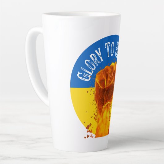 Flaming Fist Ukraine Flag Resistance Latte Mok (Linkerhoek)